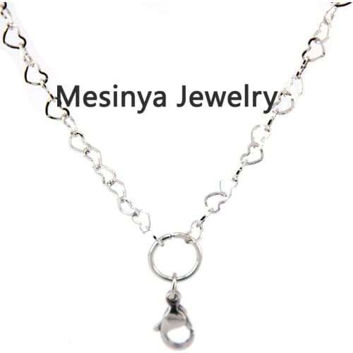10pcs 3.7mm width heart link 18''+2'' 316L Stainless steel must have chain necklace for floating charm glass locket, no locket