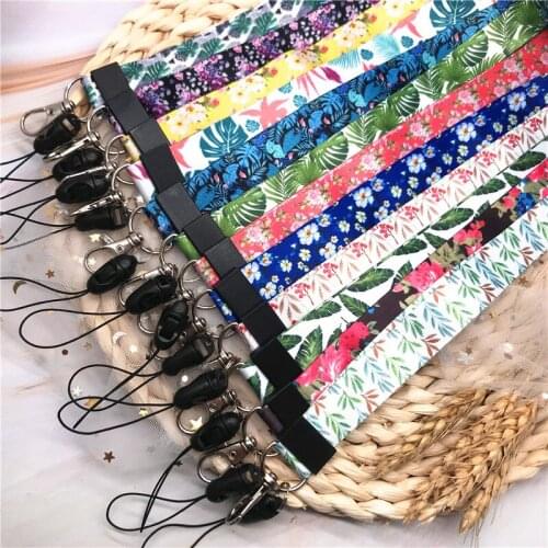 10Pcs/lot Rose Flower Small daisies Neck Strap fashion Mobile Phone Strap For Keys ID Card Gym USB Badge Holder DIY Hang Rope