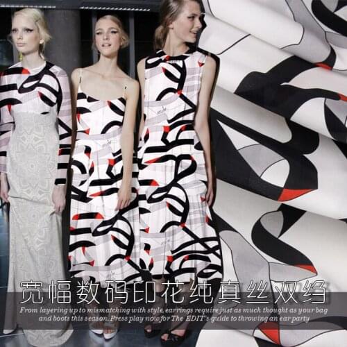 135 cm wide printed silk fabric meter 12 mm silk crepe de chine fabric micro-perspective shirt dress fabric wholesale silk cloth