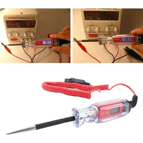 3-48V Car Truck Digital LCD Circuit Tester Wire Car Circuit Line Test Pen Voltage Meter & Lamp Probe Diagnostic Tool