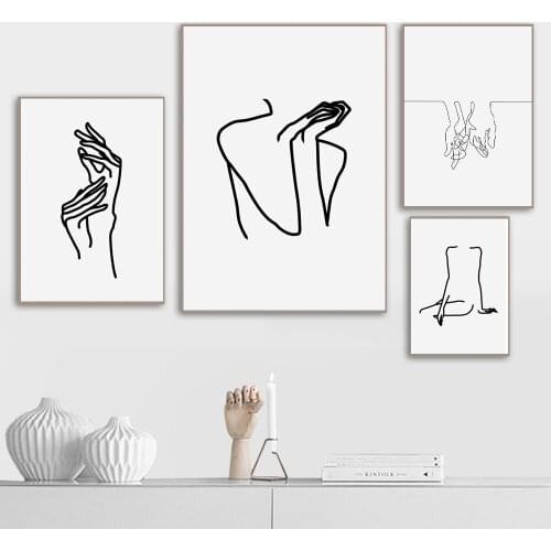 Abstract Line Body Holding Hands Canvas Poster Prints Modern Wall Art Painting Minimalist Nordic Decoration Pictures Home Decor