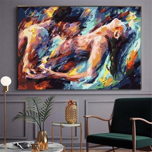 Abstract Graffiti Men and Women Temptation Canvas Painting Personality Sexy Passion Make Love Poster Bedroom Art Decor Aesthetic