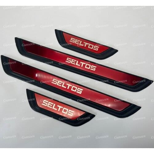 For Kia Seltos 2020 2021 Car Accessories Door Sill Scuff Plate Protector Pedal Auto Threshold Guard Cover Styling Sticker Trim