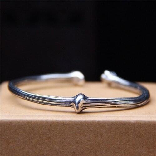 MeibaPJ Real S925 Sterling Silver National Retro Style Simple Caulis Spatholobi Bracelet Exquisite Commemorative Gift Jewellery