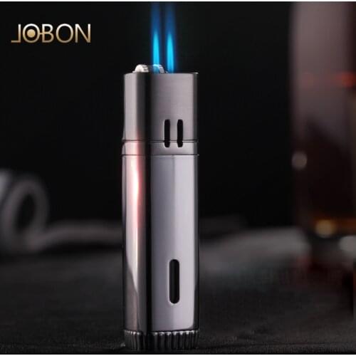 Jobon jet double flame metal luxury gas torch lighter for cigarette