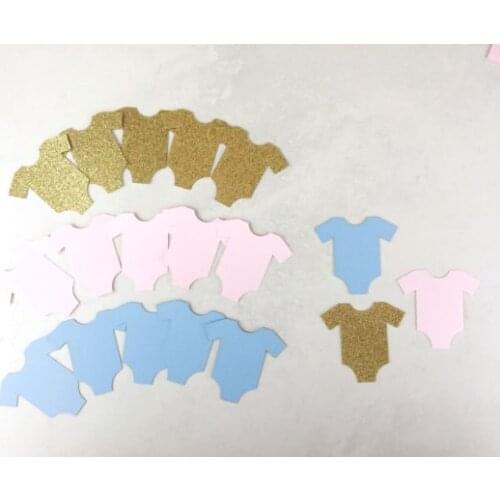 Gender Reveal Party Decorations | Onesie Confetti Baby Shower Ideas | Gold | blue pink Table decor scrapbook Confettis