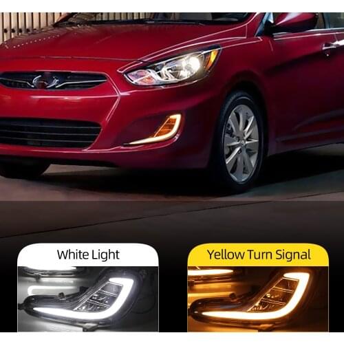 Car flashing 1Pair DRL For Hyundai Accent Solaris Verna 2010 2011 2012 2013 Daytime Running Light Fog Light cover Signal lamp