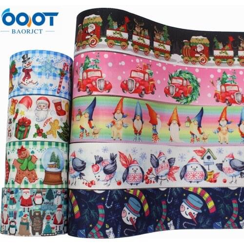 L-20929-1118 1-1/2” 10yards Christmas Gift Box Packaging Ribbon Santa Claus Ribbed Ribbon handmade diy holiday decoration