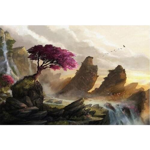 Tree diamond mosaic embroidery painting landscape rhinestone sticker wall papers decoration diamond art needlework handcraft