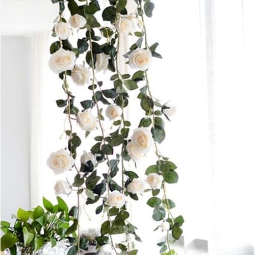180cm long artificial rose flowers vine autumn cane backdrop decor silk fake rattan garland for wedding home hotel decoration