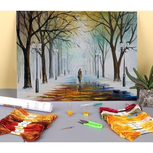 Oil Painting Style Printed Canvas 11CT Cross-Stitch DIY Embroidery Patterns DMC Threads Knitting Hobby Sewing Decor