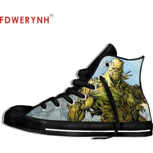 Mens Casual Mensd Customized Shoes Swamp Thing 3D Print Lace Up Originally Mens Canvas Shoes Sneakers Zapatos De Hombre
