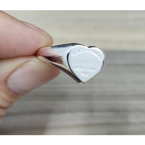 1:1 925 Sterling Silver Classic Female Ring Overall Heart-Shaped Ring For Women Ladies Party Luxury Brand Jewelry Gifts