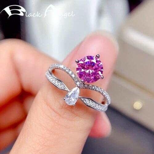 BLACK ANGEL Double Layer 925 Silver Exquisite Water Drop CZ Gemstone Crown Adjustable Ring For Women Fine Jewelry Wedding Gift