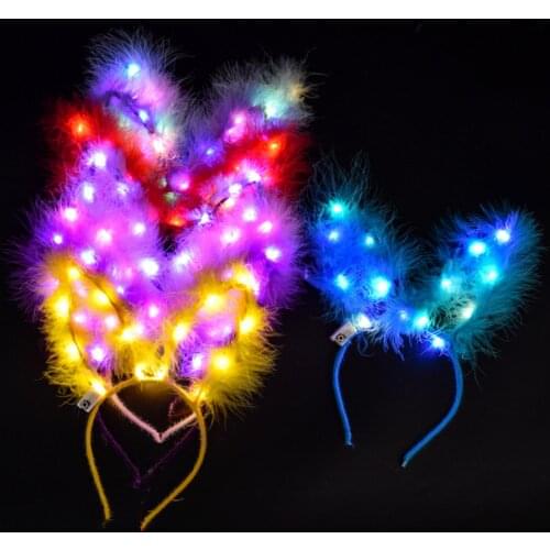 LED Bunny Ear Cute Headband Girls Christmas Party Decorations Hair Accessories