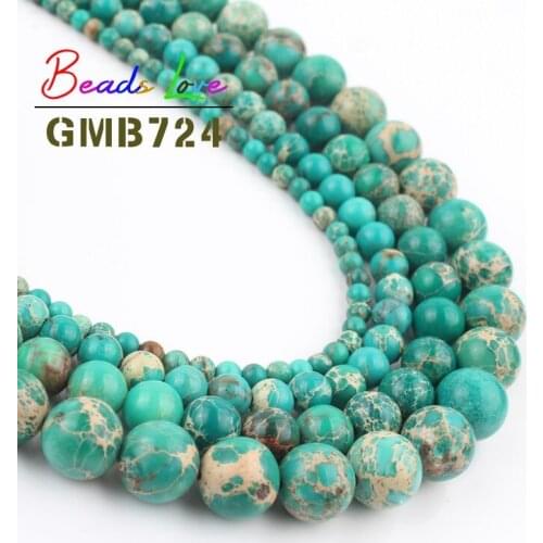 Natural Stone Light Green Sea Sediment Jaspers Round Loose Beads for Jewelry Making 4 6 8 10 12mm Diy Bracelet Necklace 15 Inch