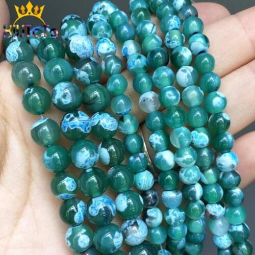 Natural Stone Green Fire Agates Beads Round Loose Spacer Bead 6/8/10mm For Jewelry Making Diy Bracelet Necklace 15'Strand/Inch