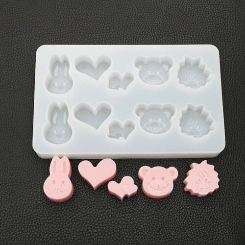 NOT AS LONG diy Crystal Epoxy Cute Bunny Bear Pendant Silicone Ice Tray Making Mirror Mold Creative Handmade Home Furnishing