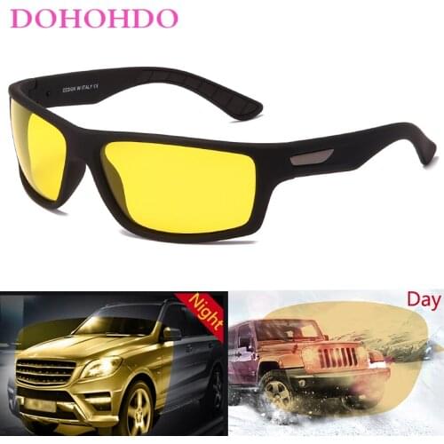 DOHOHDO Fashion Night Vision Glasses Men Polarized Sunglasses Women Classic Yellow Lens Eyeware Driver Anti-glare Goggles Gafas