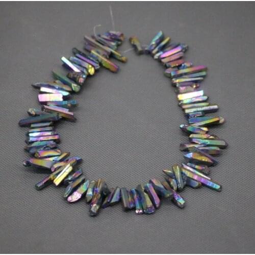 Gift idea Rainbow Raw Crystals Points Stick Beads Rock Rough Crystals Top Drilled Quartz Tusk Spike Beads Pendants