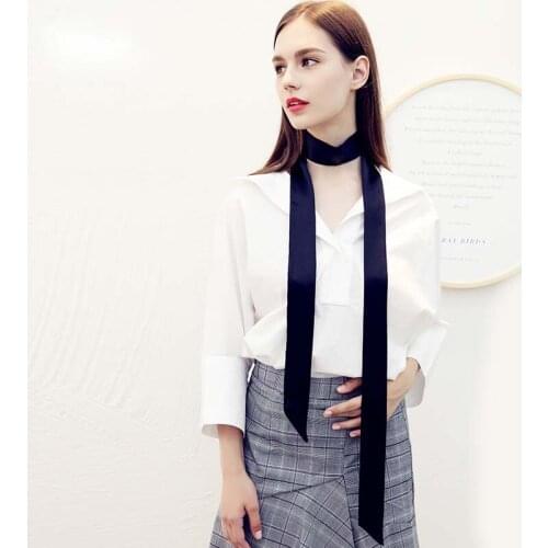 Brand New Fashion Women Chiffon Silk Head Scarf Small Long Skinny Scarves Solid Bag Ribbon Neck Hair Handle Scarf Decoration Tie