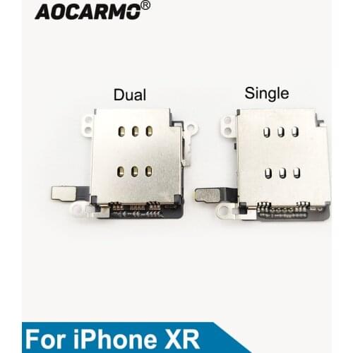 Aocarmo For iPhone XR Sim Card Tray Socket Reader Holder Slot Socket Flex Cable Repair Parts