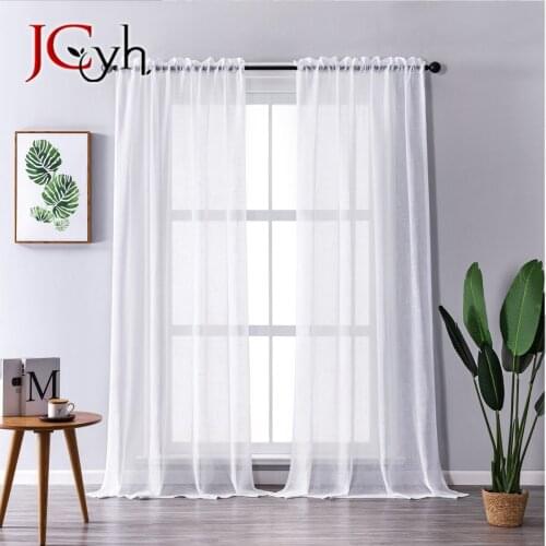 Modern White Sheer Tulle Curtains For Living Room Bedroom Window Linen Kitchen Opaque Voile Curtains Girl Child Curtain Drape
