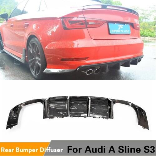 Carbon Fiber Car Rear Bumper Diffuser Lip Spoiler for Audi A3 Sline S3 Sedan 4D 2014-2016 Rear Diffuser Lip Spoiler Not for RS3