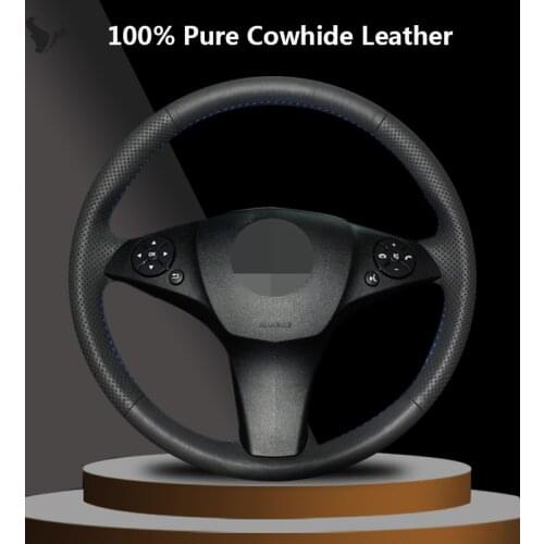 Hand-stitched Black Genuine Leather Steering Wheel Cover for Mercedes-Benz CLS 280 300 350 500 GLK 300 2008 2010 C180 C200 C350
