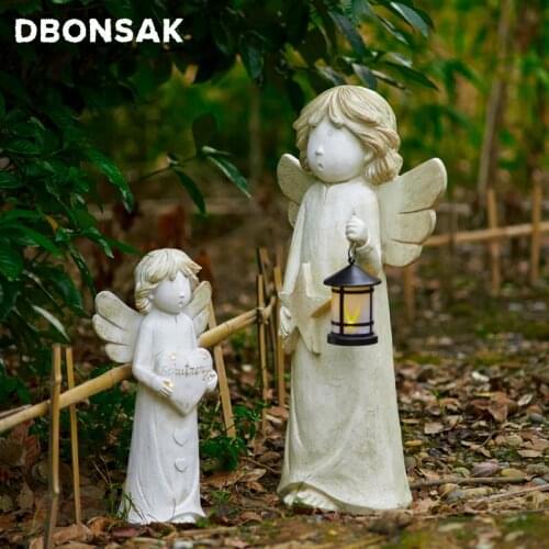 LED Guardian Angel Statue Love Star Angel Lantern Decoration Character Sculpture Patio Home Living Room Resin Crafts Decoration