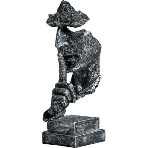 SILENCE IS GOLD ORNAMENTS RESIN CRAFTS RETRO ABSTRACT SCULPTURE HOME OFFICE DECOR CREATIVE ARTWORK THINKER STATUE FURNISHINGS