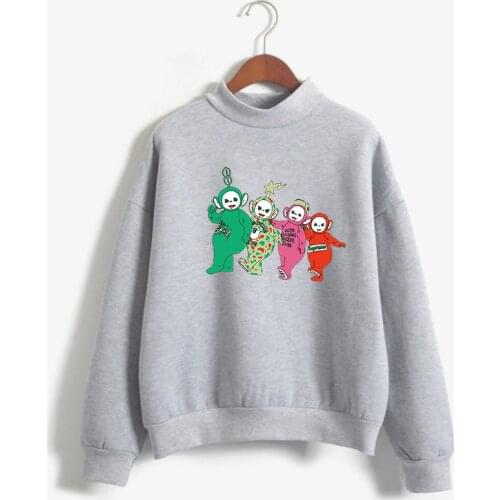 Teletubbies Cartoon Print Hoodie Sweatshirt Women Harajuku Kawaii Turtleneck Fleece Tops Casual Friends Sudaderas Winter Clothes