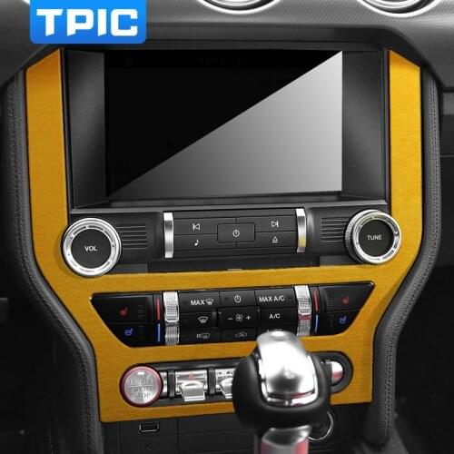 TPIC For Ford Mustang 2015-2019 Accessories Alcantara Fabric Wrap Leather Car Central Control Panel Cover Interior Moulding Trim