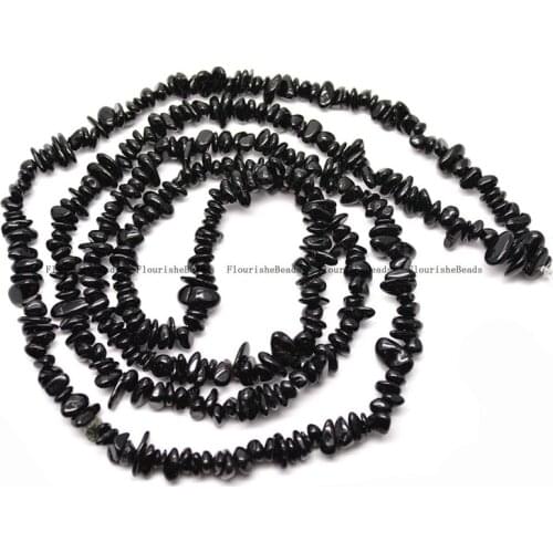High Quality 5~8mm Natural Black Tourmaline Irregular Shape Stone Chips Loose Beads 1 Strand