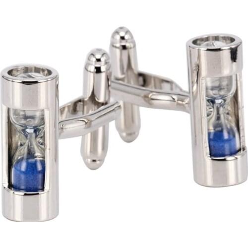 High Quality Blue Hourglass Silvery Mens Shirt Cuff Links Cufflinks Wedding Party Gift New Hot