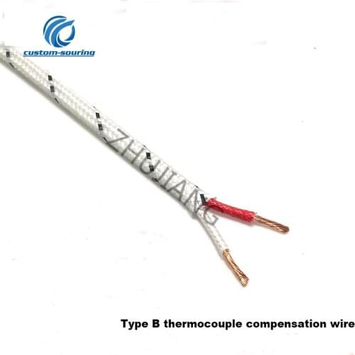 High Precision Fiberglass B type temperature measuring line B type thermocouple wire 2*1 square Temperature line OD 4mm*2.5mm