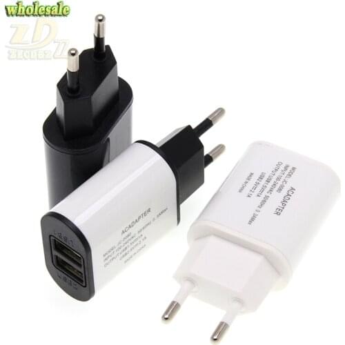 Good top quality Dual 2 USB Charger 2 in1 5V 2A AC EU wall power adapter charging charger for sumsung for huawei Xiaomi 50 PCS