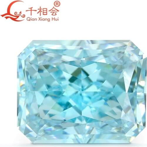 Aqua blue light color 8x10 mm rectangle shape brilliant crushed ice cut cubic zirconia loose stone cz stone