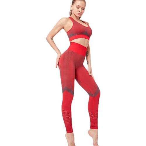 Seamless 2 Piece Set Women Suit Gym Workout Clothes Sport Bra Fitness Crop Top And Scrunch Butt Leggings Yoga Set