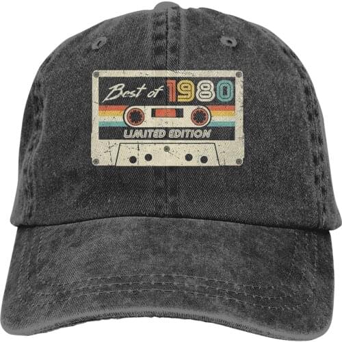 Adjustable Solid Color Baseball Cap Best Of 1980 Vintage 40th Birthday Washed Cotton 40 Years Old Born in 1981 Sports Woman Hat