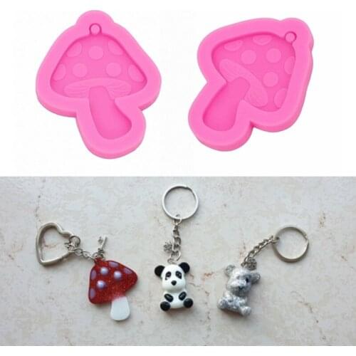 Shiny Toadstool Mushroom Earrings Epoxy Resin Mold Keychain Pendant Silicone Mould DIY Crafts Jewelry Necklace Clay Polymer Cast