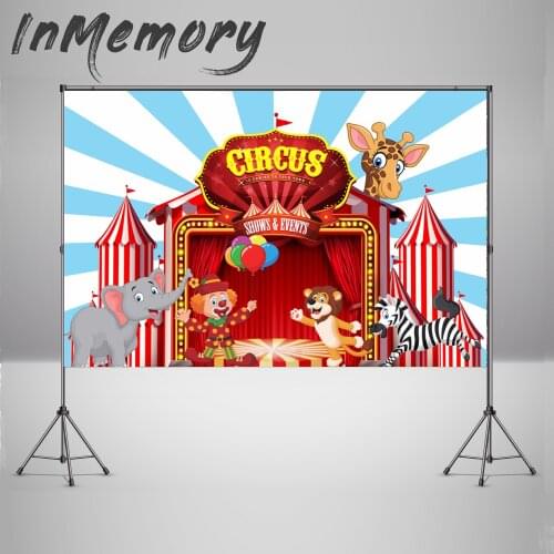Circus theme Photography Background Cartoon Carnival tent Animals Kids Birthday Party Backdrop for Photo Studio