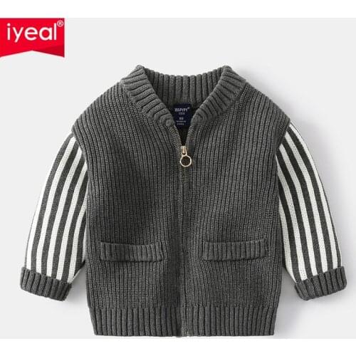 IYEAL Kids Jacket Handsome Baby Boys Knitting Sweaters Children Clothing Boy Cardigan Baby Autumn Winter Outfit Coat Costumes