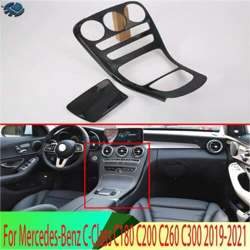 For Mercedes-Benz C-Class C180 C200 C260 C300 2019 2020 ABS Gear Shift Panel Center Console Cover Trim Frame Car Styling Sticker