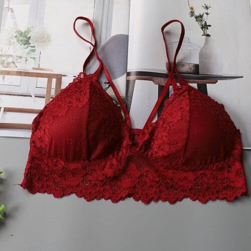 2019 Women Lace Seamless Deep V Bra Wireless Thin Underwear Sexy Soft Bras Mesh Triangle Push Up Padded Bra