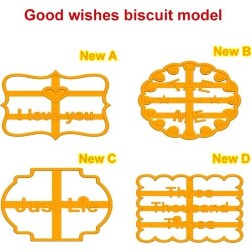 4pcs Cookie Model With Good Wishes Phrase Letters Reusable Plastic Cookie Tools Fondant Biscuits Cake Decor DIY Cake Mold