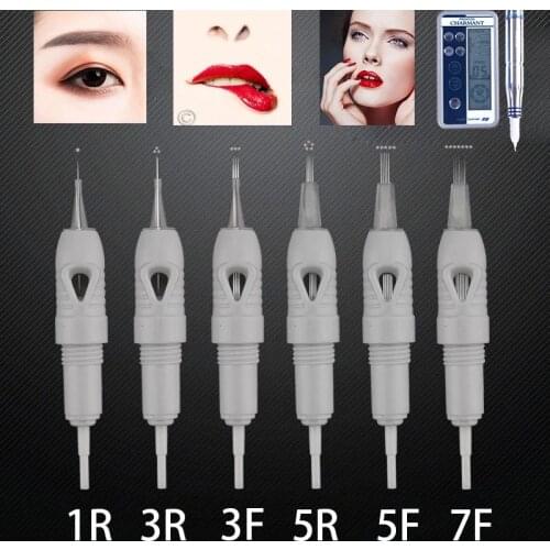 50pcs/lot 8mm Screw Tattoo Needles Disposable Cartridge Needle For Premium Charmant Permanent Make Up Eyebrow Tattoo Machine Pen