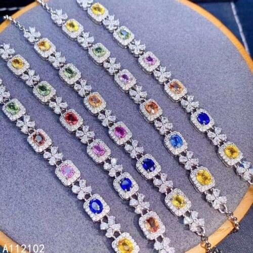 KJJEAXCMY fine jewelry 925 sterling silver inlaid natural color sapphire popular girl hand bracelet support test Chinese style