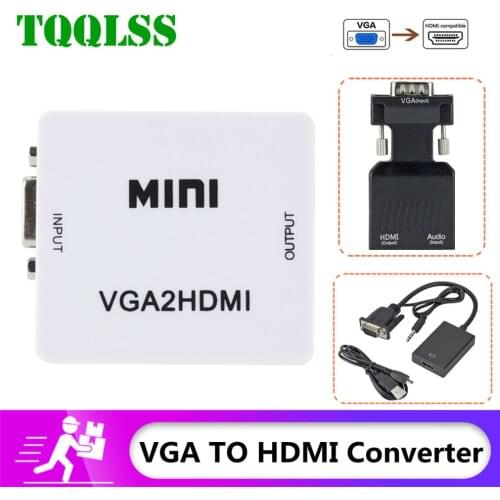VGA to HDMI-compatible Converter MINI Portable VGA2HDMI Video Box Audio Adapter 1080P For Notebook PC HDTV Projector TV VGA2HDMI