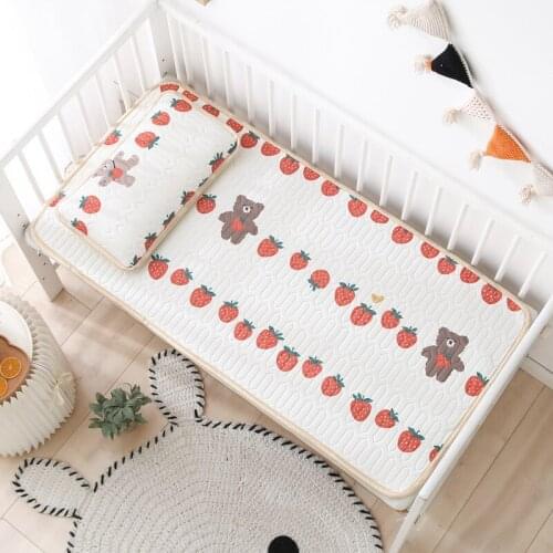 2Pcs Summer Baby Newborn Cot Mat Sleeper Mattress Emulsion Crib Soft Mat Washable air-conditioned Bedding Pad Toddler Pillowcase